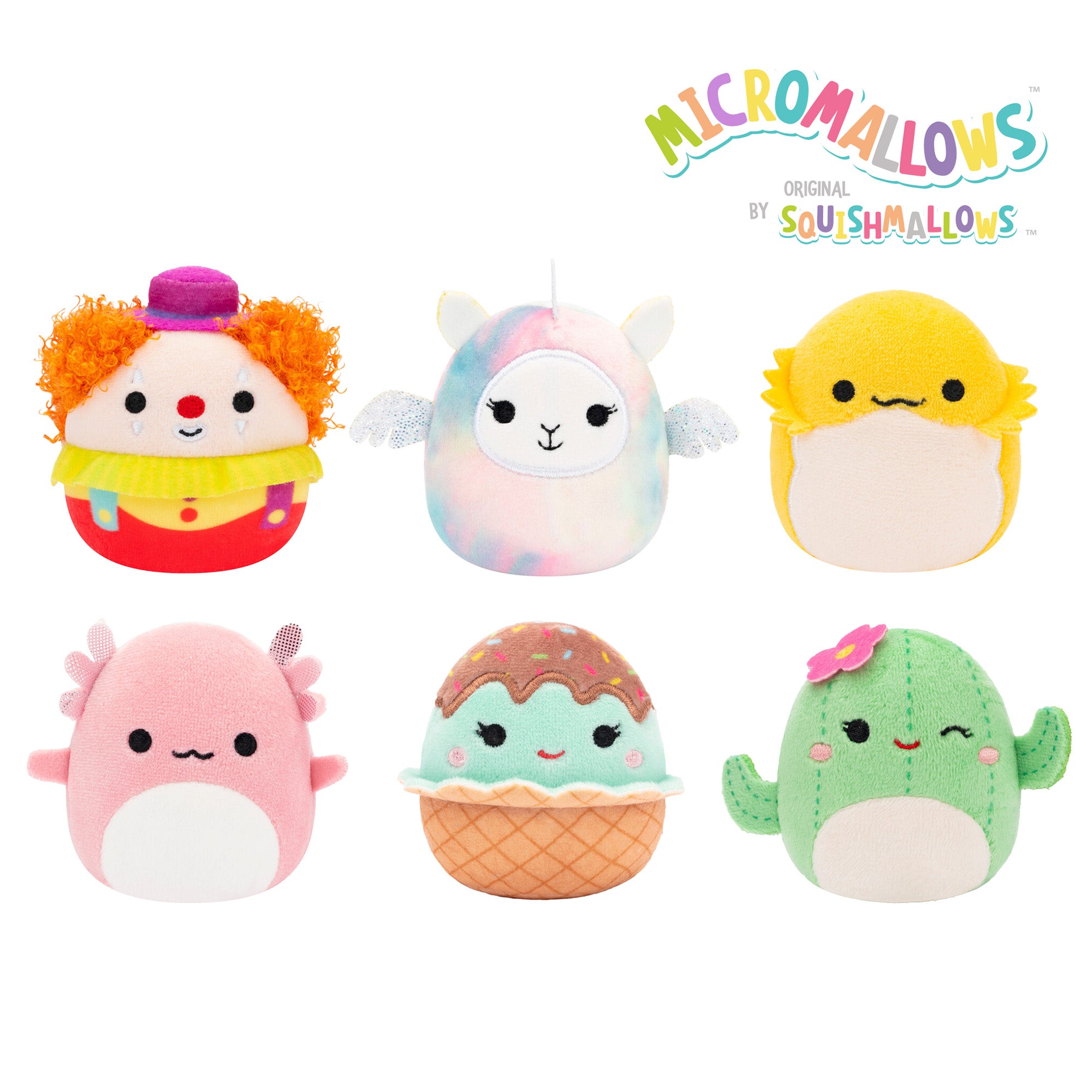 Micromallows 6-Pack ?C Archie Axolotl. Bimbi Clown. Lucy-May Llamapegacorn. Maritza Cactus. Maya Sundae. Rodry Bearded Dragon